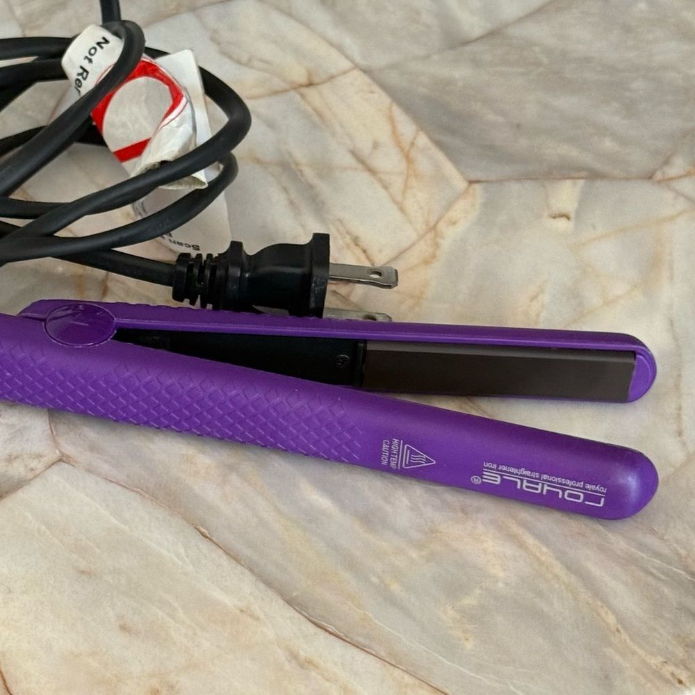 Royale Professional Mini Hair Straightener Flat Iron Purple Ceramic Travel Size